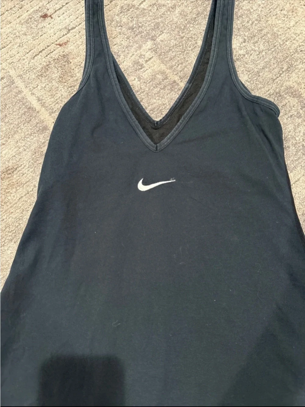 Nike Black V-Neck Tank with Light Gray Graphic